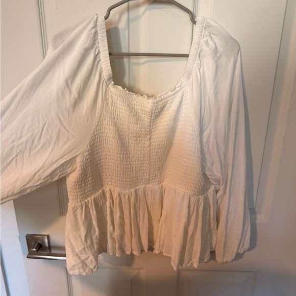 Torrid Peplum like long-Sleeve Top - White - Picture 4 of 4